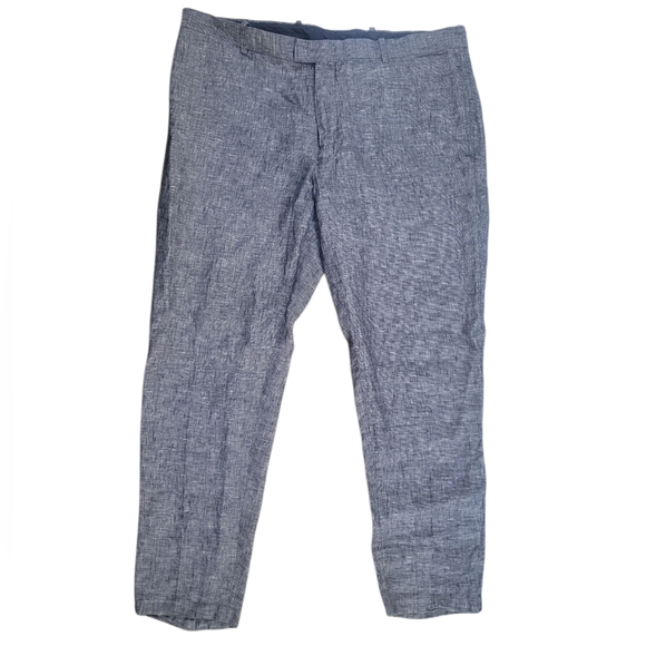 $10 Sale INC International Concepts Slim Fit Mens Linen Pants Steel Blue Gray 36 - Picture 1 of 8